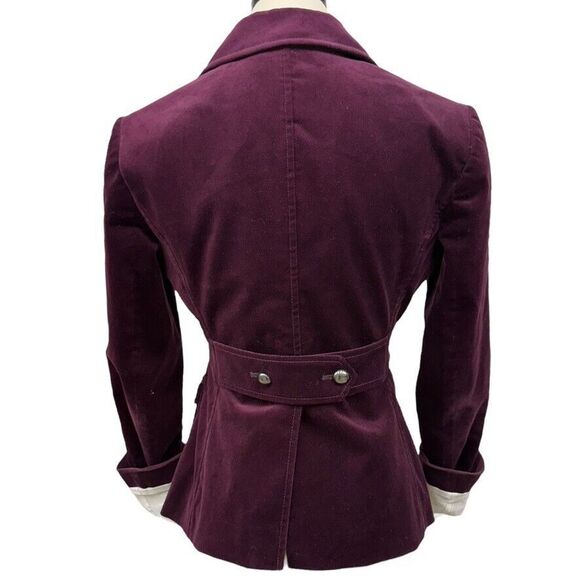 Martin + Osa Deep Purple Burgundy Velvet Fitted Blazer Jacket Size 2 - Picture 5 of 11